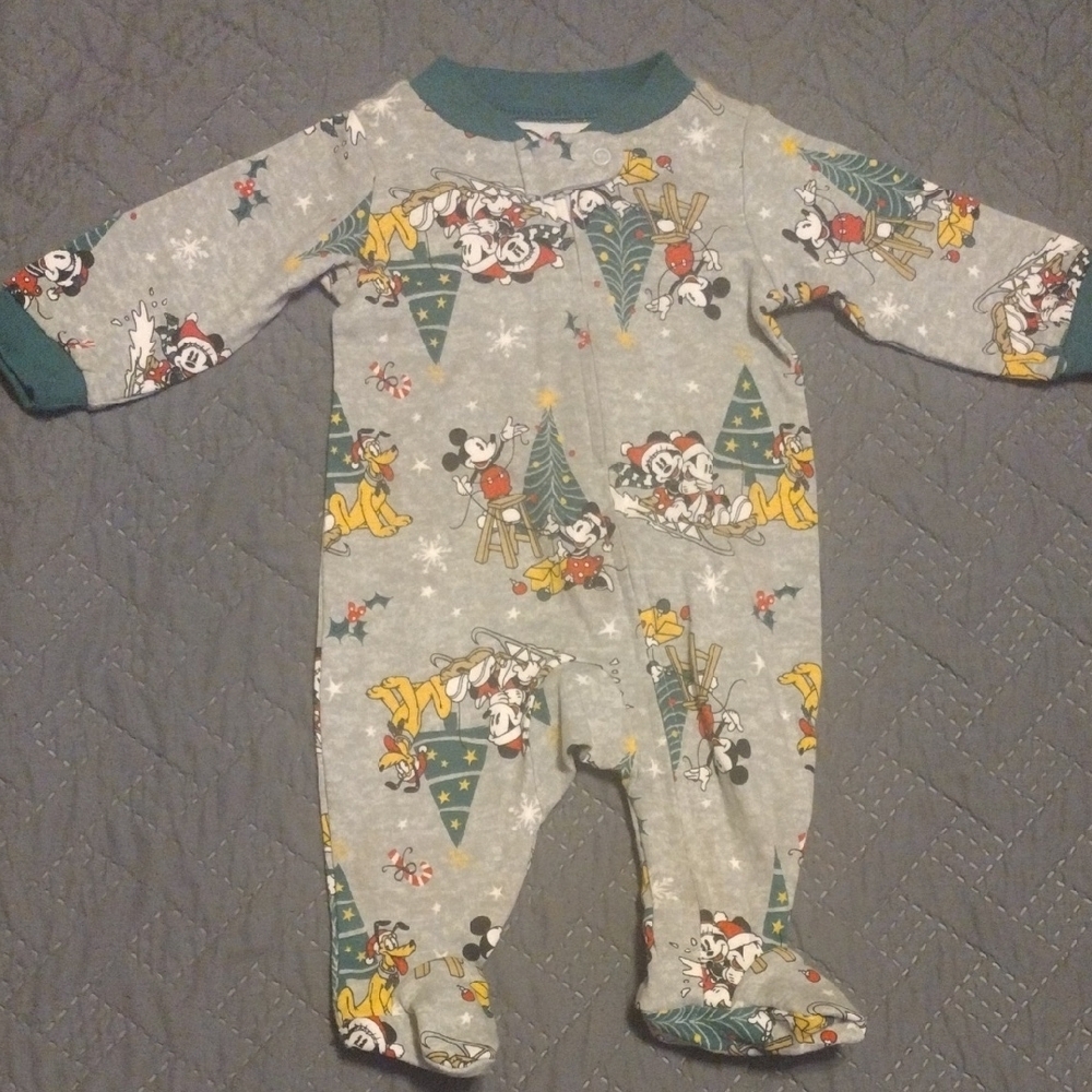 Disney Gray and Green Footies One Piece Christmas with Playful Design​​